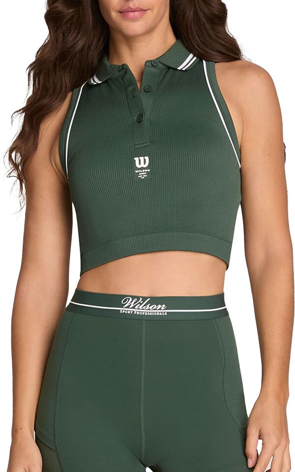 ウィルソン レディース トップス ポロシャツ ノースリーブ Wilson Women'sleeveless Topspin Tennis Polo Sycamore｜ReVida 店