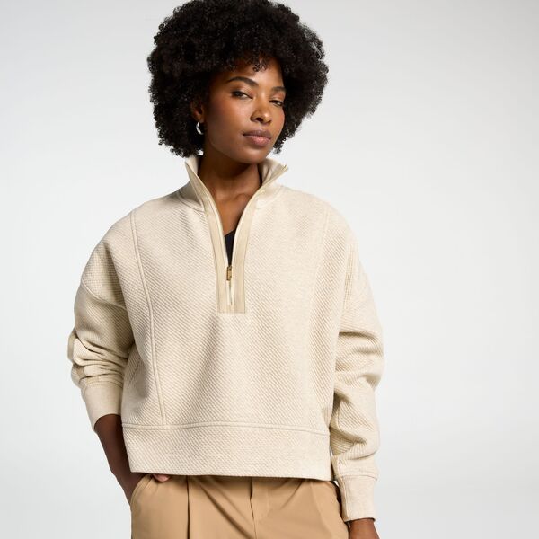 キャリー レディース アウター パーカー・スウェット CALIA Women's Elevate Ripple 1/4 Zipullover Khaki Heather ヘザー