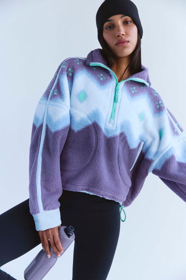 フリーピープル レディース アウター ジャケット・ブルゾン プリント フリース FP Movement Women Printed Mountain High Fleece 1/2 Zip SOFT GLOW GRAPHITE グラファイト