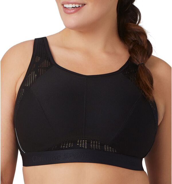 グラマライズ レディース アンダーウェア ブラジャー メッシュ Glamorise Women's No-Sweat Meshigh Support Sports Bra Black ブラック