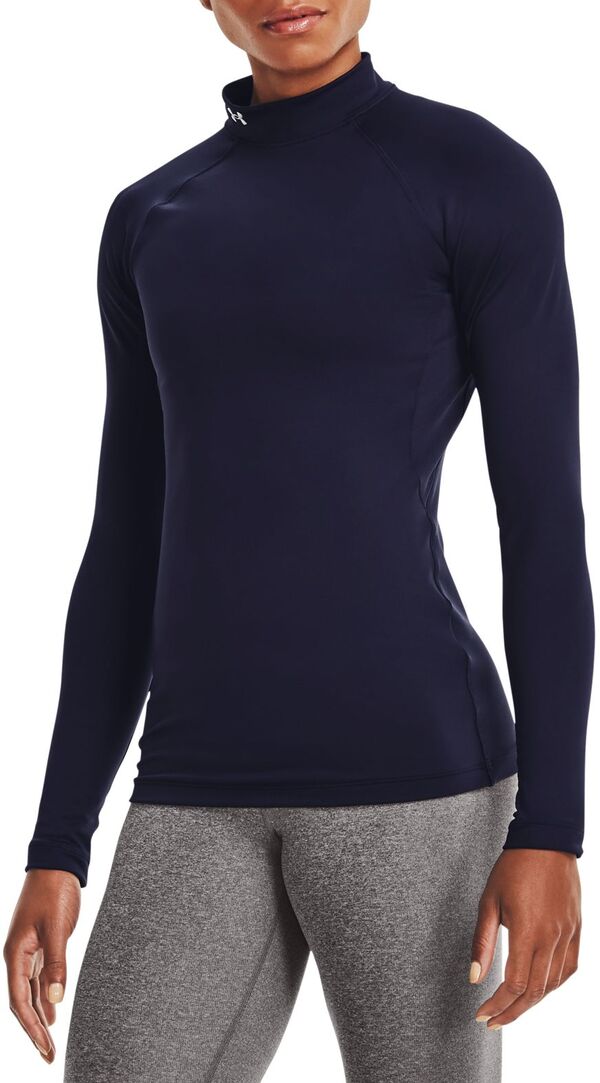 アンダーアーマー レディース トップス シャツ モックネック Under Armour Women's ColdGear Authentics Mock Neck Pullover 2.0 Midnight Navy ネイビー｜ReVida 店