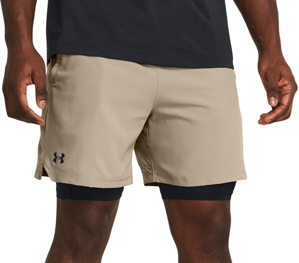 アンダーアーマー メンズ ボトムス ハーフパンツ・ショーツ ショートパンツ Under Armour Men's Vanish Woven 2-in-1 Shorts Timberwolf Taupe/Black ブラック