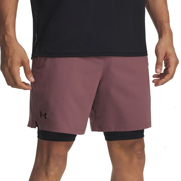 アンダーアーマー メンズ ボトムス ハーフパンツ・ショーツ ショートパンツ Under Armour Men's Vanish Woven 2-in-1 Shorts Maroon Mist/Black/Black ブラック