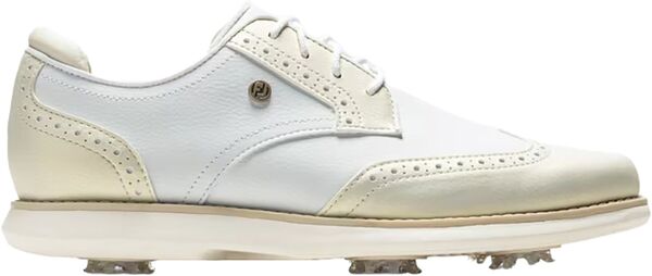 フットジョイ レディース シューズ スニーカー FootJoy Women\'s Wing Tip Traditionspiked Golf Shoes White/White/Gold ホワイト|ReVida 店