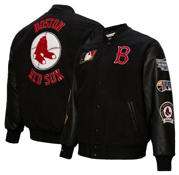 ミッチェル\u0026ネス メンズ アウター 上衣・上衣 Mitchell \u0026 Ness Men\u0027s Boston Red Sox Black Varsity Jacket NoColor 黒いこと メンズファッション-コート・ジャケット
