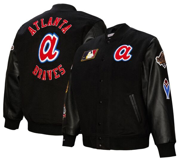 ミッチェル\u0026ネス メンズ アウター 上衣・上衣 Mitchell \u0026 Ness Men\u0027s Atlanta Braves Black Varsity Jacket NoColor 黒いこと