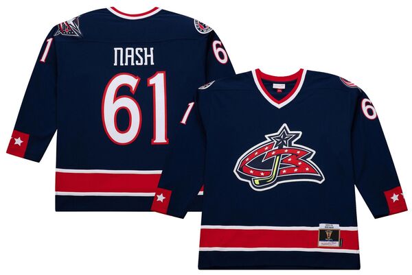 ミッチェル&ネス メンズ アウター ジャケット・ブルゾン ヴィンテージャージー Mitchell & Ness Men's Columbus Blue Jackets Rick Nash #61 2003 Vintage Home Replica Jersey NoColor ブルー