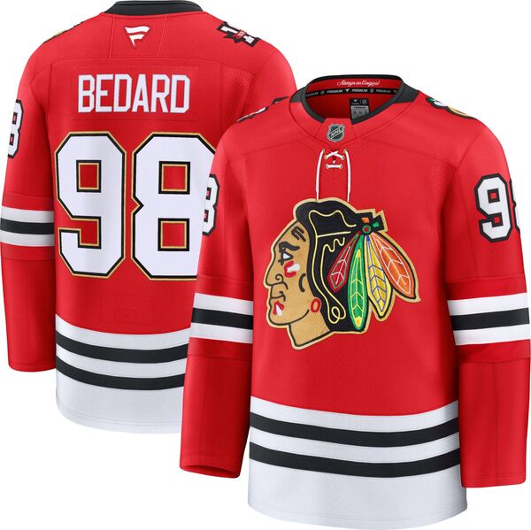 ファナティクス メンズ トップス シャツ ジャージー Fanatics NHL Men's Chicago Blackhawks Connor Bedard #98 Centennial Red Premium Authentic Jersey NoColor レッド
