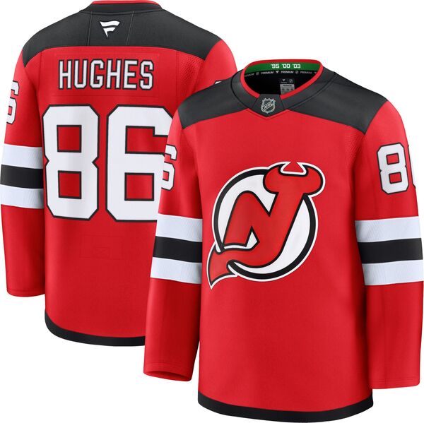 ファナティクス メンズ トップス シャツ ジャージー Fanatics NHL Men's New Jersey Devils Jack Hughes #86 2024-2025 Premium Authentic Home Jersey NoColor｜ReVida 店