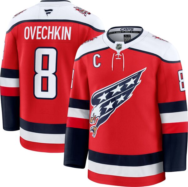 ファナティクス メンズ トップス シャツ キャップ ジャージー Fanatics NHL Men's Washington Capitals Alex Ovechkin #8 Red Premium Authentic Alternate Jersey NoColor レッド