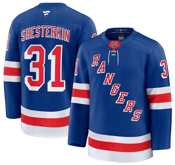 ファナティクス メンズ トップス シャツ ジャージー Fanatics NHL Men's New York Rangers Igor Shesterkin #31 Blue Premium Authentic Home Jersey NoColor ブルー｜ReVida 店