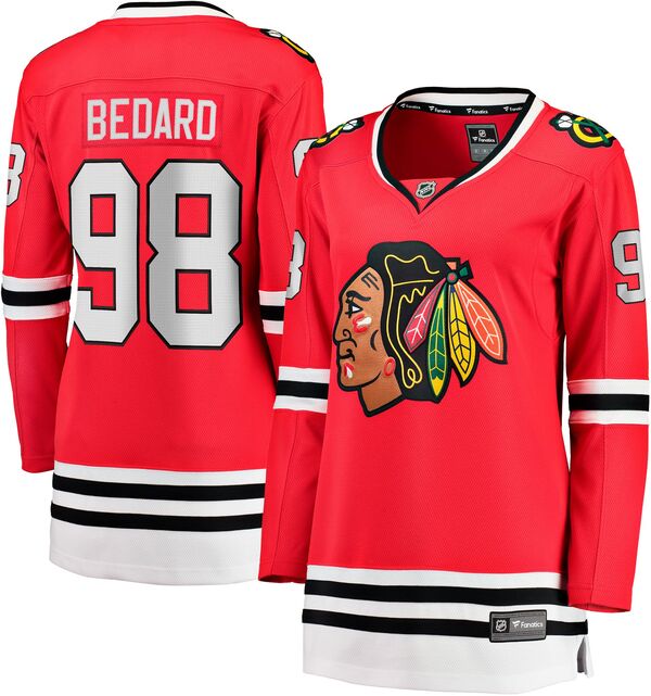 ファナティクス レディース トップス シャツ ジャージー Fanatics NHL Women's Chicago Blackhawks Connor Bedard #98 Home Replica Jersey NoColor