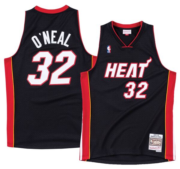 ミッチェル\u0026ネス メンズ トップス シャツ トール ジャージー Mitchell \u0026 Ness Men Miami Heat Black Shaquille ONeal #32 Hardwood Classic Big \u0026 Tall Jersey NoColor ブラック