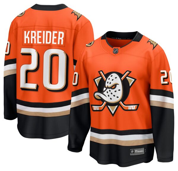 ファナティクス メンズ トップス シャツ ジャージー Fanatics NHL Men's Anaheim Ducks Chris Kreider #20 Orange Breakaway Home Replica Jersey NoColor オレンジ｜ReVida 店