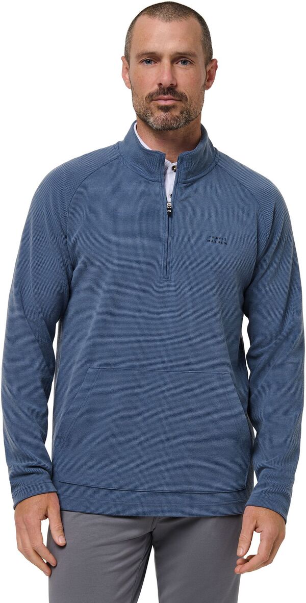 トラビスマヒュー メンズ トップス シャツ TravisMathew Men's Perfromance Waffle Golf 1/4 Zip Bering Sea