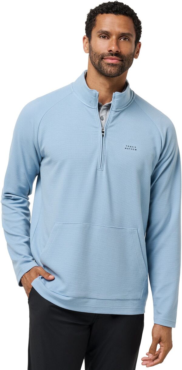 トラビスマヒュー メンズ トップス シャツ TravisMathew Men's Perfromance Waffle Golf 1/4 Zip Dusty Blue ブルー|ReVida 店