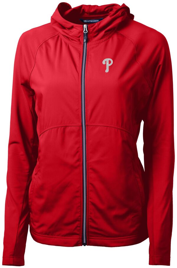 カッターアンドバック レディース アウター ジャケット・ブルゾン ニット Cutter \u0026 Buck Women Philadelphia Phillies Red Eco Knit Hybrid Full Zip Jacket NoColor レッド