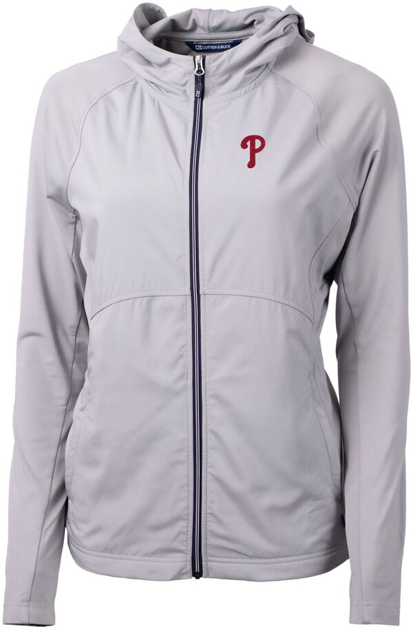 カッターアンドバック レディース アウター ジャケット・ブルゾン ニット Cutter \u0026 Buck Women Philadelphia Phillies Polished Eco Knit Hybrid Full Zip Jacket NoColor