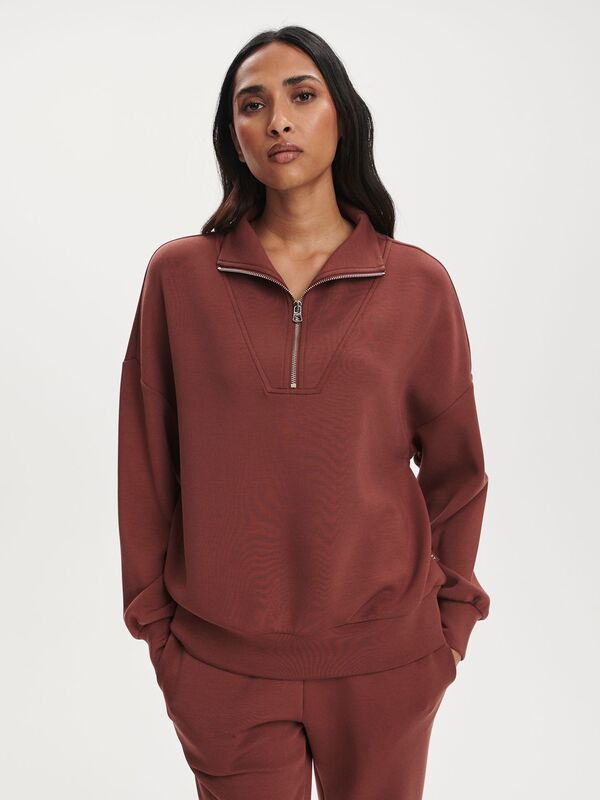 バーレイ レディース アウター パーカー・スウェット シャツ Varley Women's Hawley 1/2 Zip Sweatshirt Cinnamon