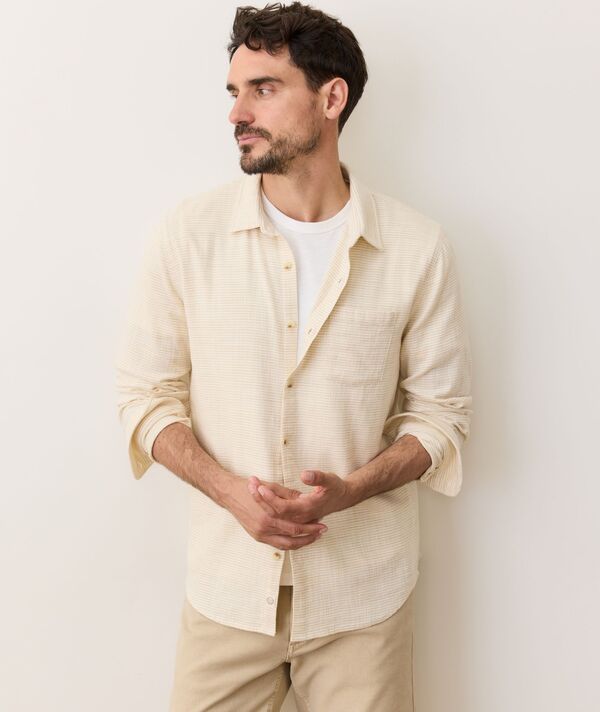 マリーン レイヤー メンズ トップス シャツ Marine Layer Men Classic Stretch Selvage Shirt Natural Stripe ストライプ
