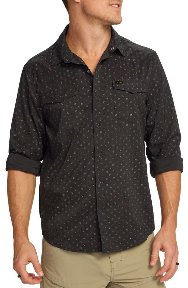 ハウラーブラザーズ メンズ トップス プルオーバー Howler Brothers Men\u0027s H Bar B Tech Long Sleeve Ltl Puddles/Antique Blk