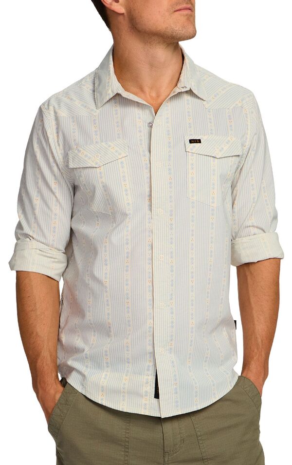 ハウラーブラザーズ メンズ トップス プルオーバー Howler Brothers Men\u0027s H Bar B Tech Long Sleeve Mosquero Stripe/Off White 象牙色
