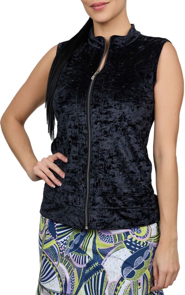 ソフィベラ レディース アウター ジャケット・ブルゾン ベスト ベルベット Sofibella Women's UV Staples Crushed Velvetennis Vest Black ブラック｜ReVida 店