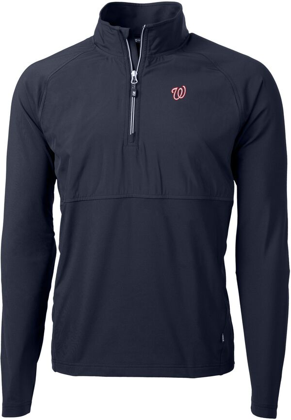カッターアンドバック メンズ アウター ジャケット・ブルゾン ニット Cutter & Buck Men's Washingtonationals Blue Adapt Eco Knit Hybrid 1/4 Zip Jacket NoColor ブルー｜ReVida 店