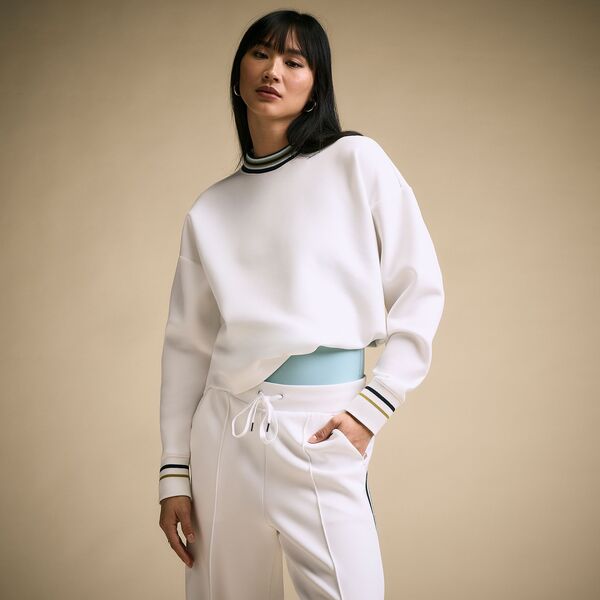 キャリー レディース アウター パーカー・スウェット スキューバ CALIA Women'soft Scuba Striped Pullover Pure White ホワイト｜ReVida 店