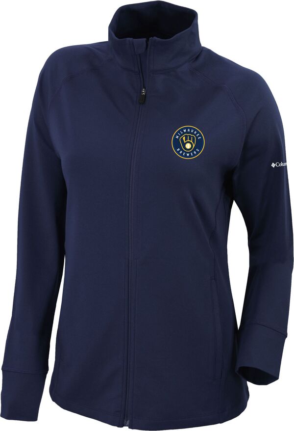 コロンビア レディース アウター 上衣・上衣 Columbia Women\u0027s Milwaukee Brewers Omni-Wick Greenkeeper Full-Zip Jacket Navy 米国海軍