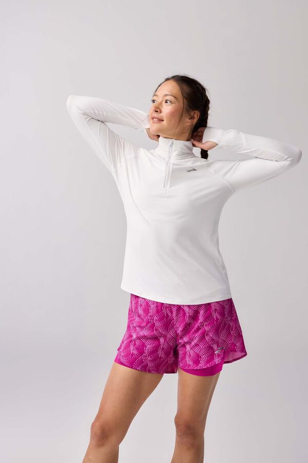 ブルックス レディース トップス シャツ Brooks Women's Dash 1/2 Zip 3.0 White ホワイト