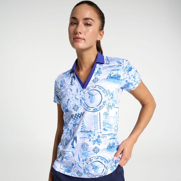 ウォルターヘーゲン レディース トップス シャツ Walter Hagen Women's Performance 11 Short Sleeve Johnny Watercoloriviera Blue ブルー|ReVida 店
