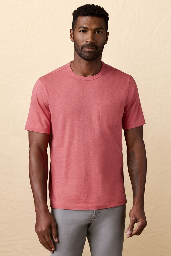 ファレティ メンズ トップス Tシャツ Faherty Men'sunwashed Pocket Short Sleeve T-Shirt Coral Red レッド｜ReVida 店