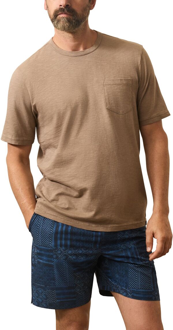 ファレティ メンズ トップス Tシャツ Faherty Men'sunwashed Pocket Short Sleeve T-Shirt Walnut Branch|ReVida 店