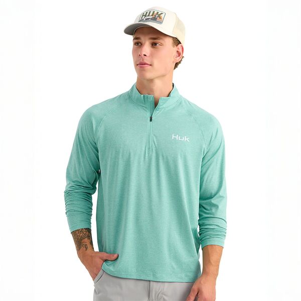 フック メンズ トップス シャツ HUK Men's Airweight 1/4 Zip Marine Blue Heather ヘザー｜ReVida 店