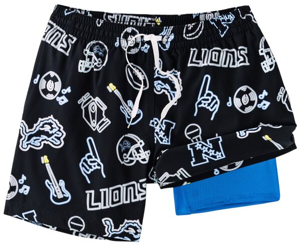 チャビーズ メンズ 水着 ハーフパンツ・ショーツ Chubbies Adult Detroit Lions Neon Bright Blue 5.5\