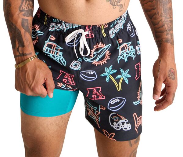 チャビーズ メンズ 水着 ハーフパンツ・ショーツ Chubbies Adult Miami Dolphins Neon Teal 5.5\