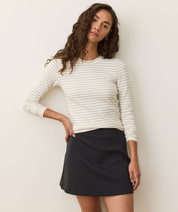 マリーン レイヤー レディース トップス Tシャツ Marine Layer Women 's Long Sleeve Lexi Rib Sun-In Crew T-Shirt White/Black Stripe ホワイト