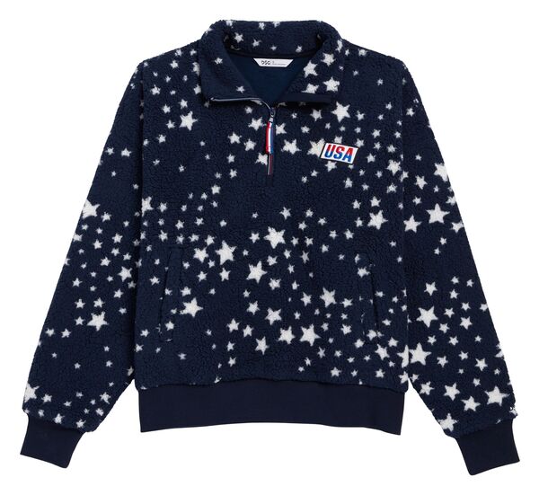 DSG レディース アウター 上衣・上衣 DSG Women\u0027s USA Sherpa 1/2 Zip Jacket Navy Stars 米国海軍 レディースファッション-コート・ジャケット
