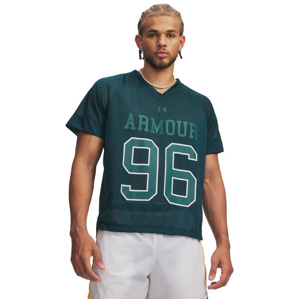 アンダーアーマー メンズ トップス シャツ メッシュ ジャージー Under Armour Men's Mesh Varsity Jersey Arden Green/Rack Green/White ホワイト