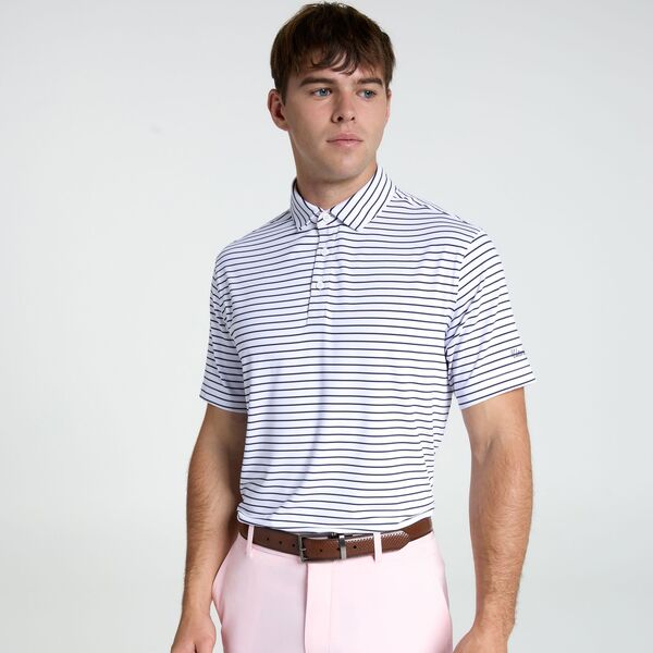 ウォルターヘーゲン メンズ トップス ポロシャツ Walter Hagen Men's Performance 11 Classic Tri-Stripe Golf Polo White/Navy/Rose ホワイト|ReVida 店