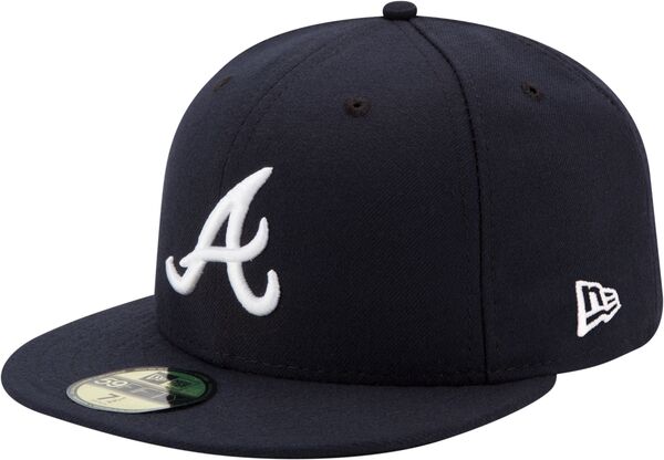 ニューエラ メンズ アクセサリー 帽子 New Era Men's Atlanta Braves 59Fifty Road Navy Authentic Hat NoColor ネイビー