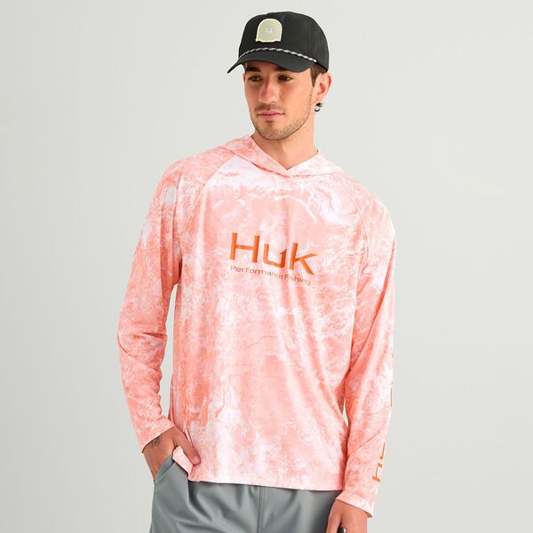 フック メンズ アウター パーカー・スウェット HUK Men's Mossy Oak Pursuit Hoodie Coral Reef コーラル｜ReVida 店