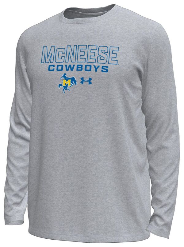 アンダーアーマー メンズ トップス Tシャツ Under Armour Men's McNeese State Cowboys Grey Heather Tech Stretch Long Sleeve T-Shirt NoColor グレー|ReVida 店