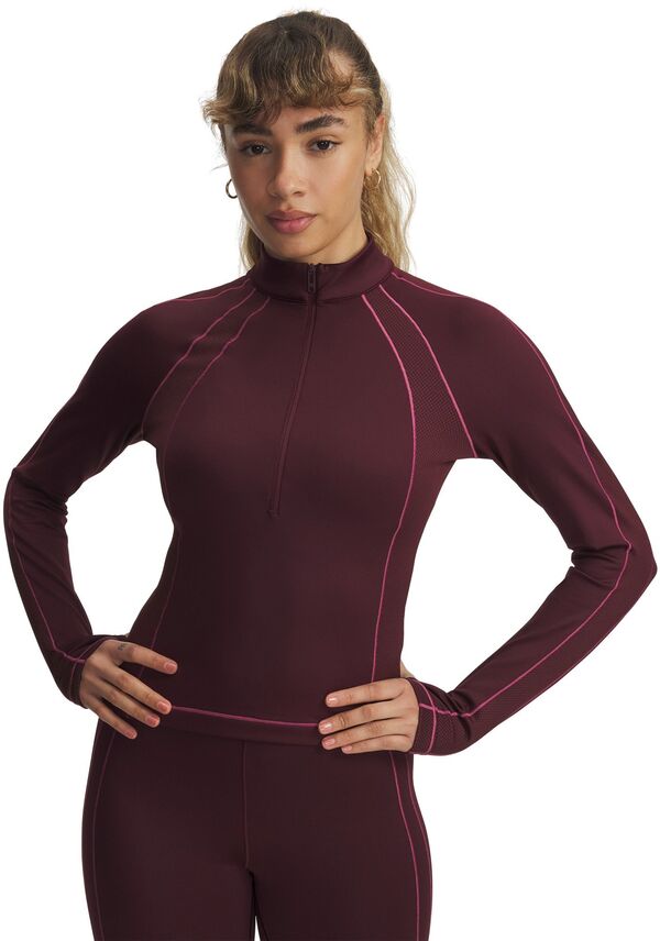 アンダーアーマー レディース トップス シャツ Under Armour Women's ColdGear Textured Zip Dark Maroon マルーン｜ReVida 店