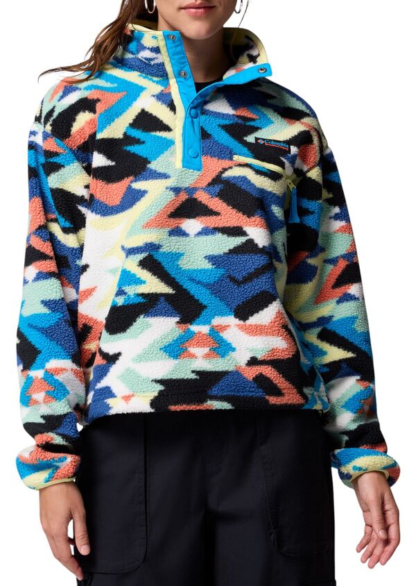 コロンビア レディース トップス シャツ プリント クロップド フリース Columbia Women's Helvetia II Printed Cropped Half Snap Fleece Pullover Compass Blue Reflections/Compass Blue ブルー|ReVida 店