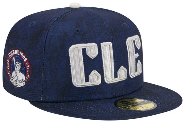 ニューエラ メンズ アクセサリー 帽子 ロゴ New Eradult Cleveland Guardians Navy Logo 59Fifty Fitted Hat NoColor ネイビー｜ReVida 店