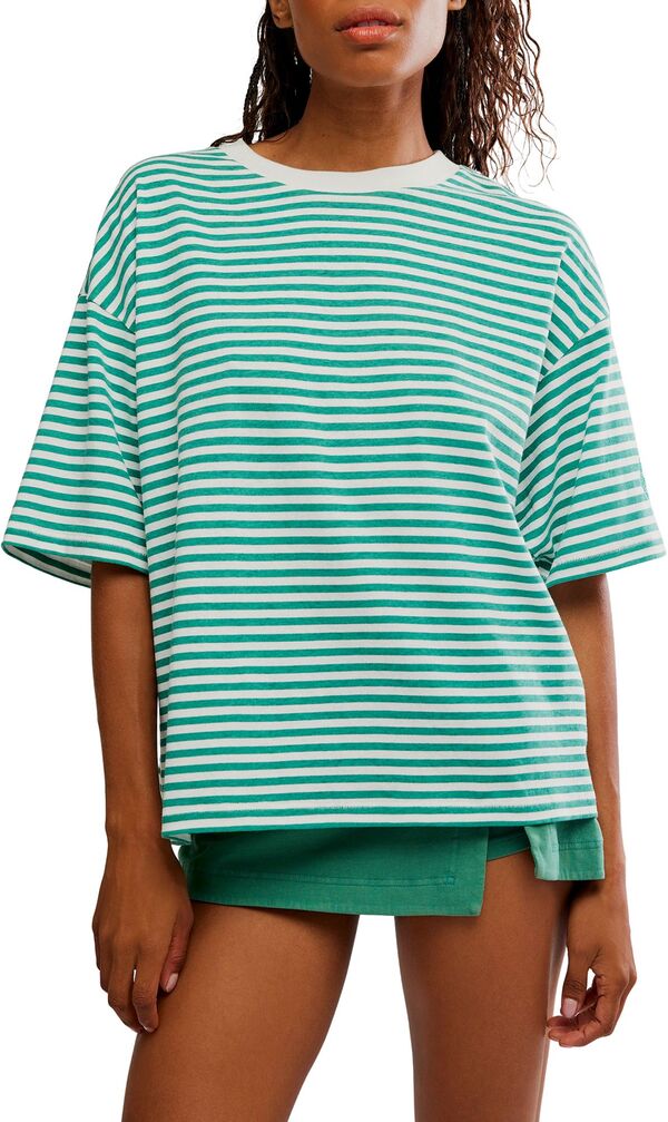 フリーピープル レディース アウター ジャケット・ブルゾン Tシャツ FP Movement Women's Tackle Stripe Tee Green Glow Stripe グリーン