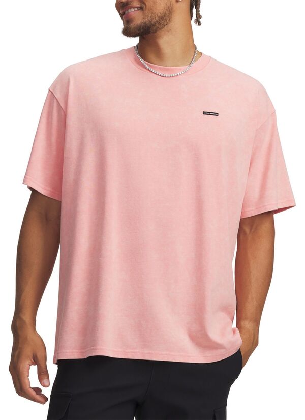 アンダーアーマー メンズ トップス Tシャツ ロゴ Under Armour Men's Heavyweight Oversized Logo Wash T-Shirt Posh Pink/Black ブラック