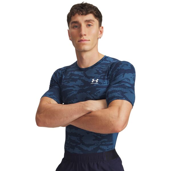 アンダーアーマー メンズ トップス Tシャツ プリント Under Armour Men's HeatGear Printed T-Shirt Wham Blue/White ホワイト